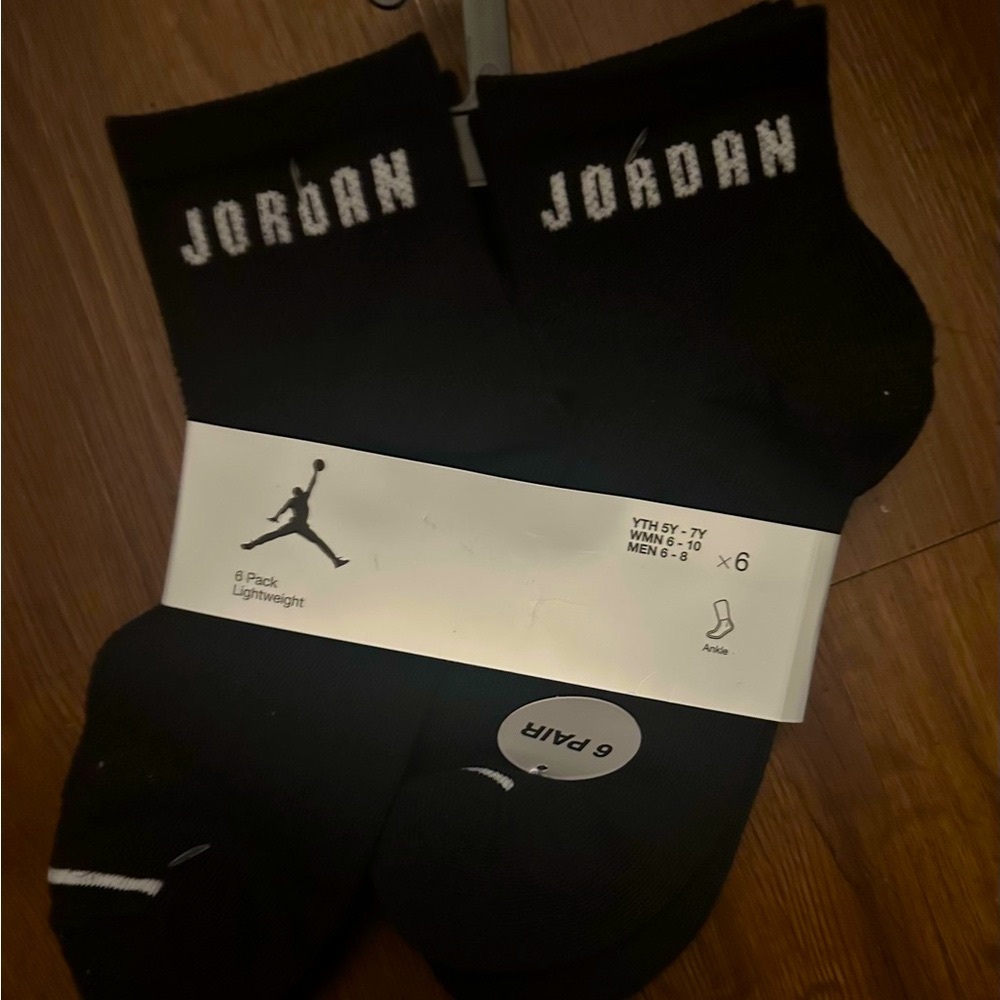 Jordan Unisex Black Athletic Socks 6-Pack
